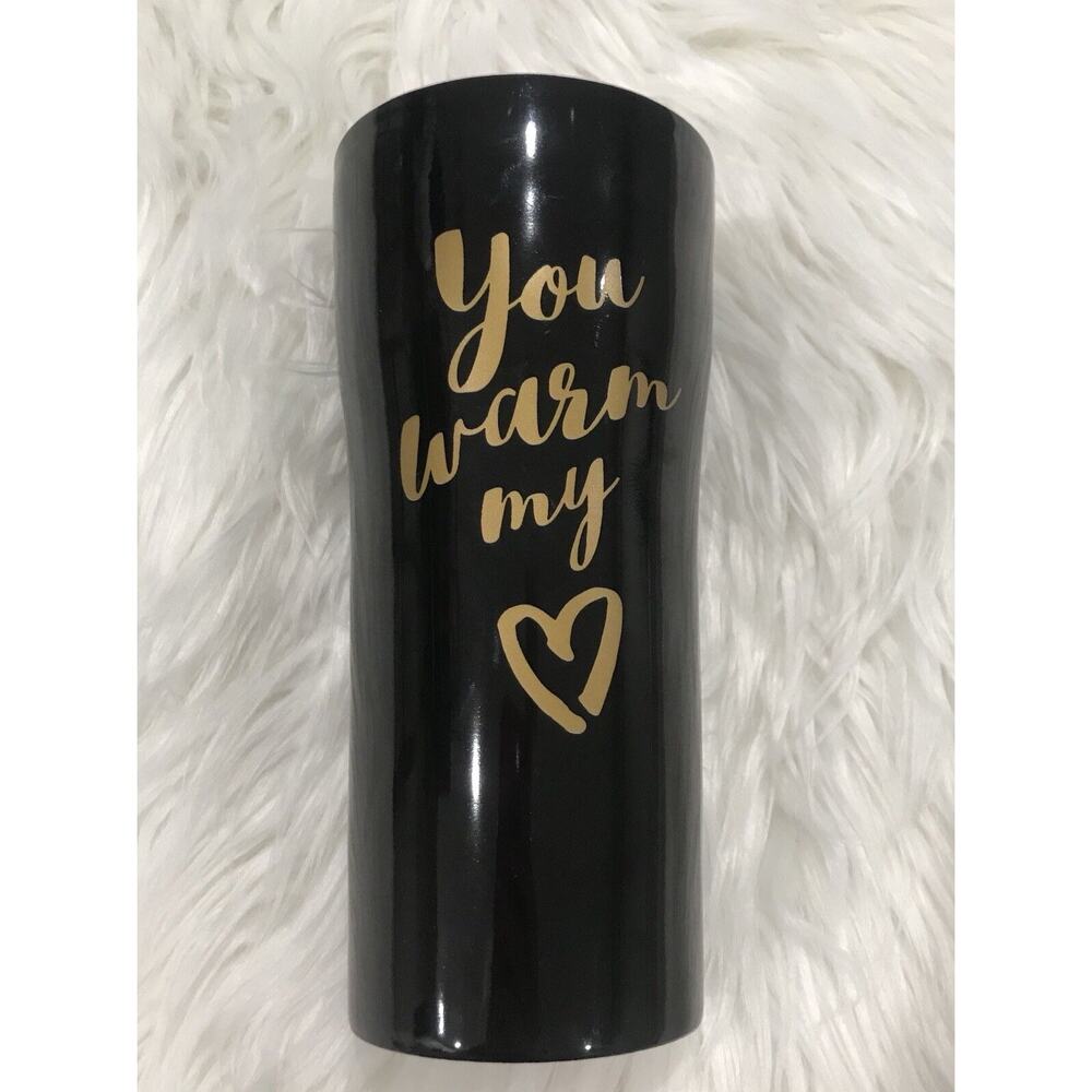 Ciroa Black & GoLd Handleless Insulated Ceramic Travel Coffee Mug 7.25” Tall